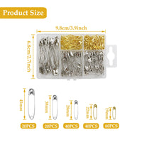 42 x Brand New 180 Pieces Safety Pins, 5 Sizes Small and Large Clothing Safety Pins, Safety Pins for Crafts, Sewing and Clothing Art - RRP €957.6