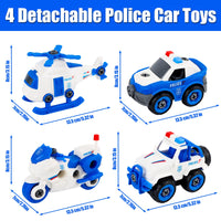 3 x Brand New Wvu Wvo 4 in 1 car toy with screwdriver, DIY assembly toy, police car toy, patrol car toy, motorcycle toy, airplane toy, gift for boys from 3 4 5 years - RRP €57.6