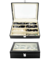 1 x RAW Customer Returns QWORK - Sunglasses Organizer Case, Glasses Organizer with 8 Compartments, Sunglasses Jewelry Collection Case - RRP €23.99