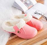 1 x RAW Customer Returns CELANDA Clogs Lined Women Men Warm Slippers Waterproof Garden Clogs with Fur Women Closed Lined Clogs Winter Plush Mules Pink 43 44 EU - RRP €26.99