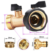 1 x RAW Customer Returns OHAYORI 2-way Y distributor 3 4 1 2 inch, brass garden hose distributor with 2 tap adapters for garden irrigation, pets, water flow regulating Y distributor with rotary switch - RRP €15.99