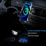 1 x RAW Customer Returns 15W Fast Wireless Charger Car Phone Holder With Charging Function Car Induction Motor Induction Motor Operation Qi Charging Station Charging Station Car Mobile Phone Holder Car Ventilation Black QC3.0 Stand  - RRP €35.99