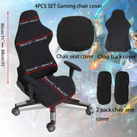 1 x RAW Customer Returns ANBWEHR Gamingsthuhl Office Chair Cover 4 Pieces with Armrests Chair Backrest for Office Chair for Computer Chairs Right Racing PC Black - RRP €22.8