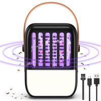 1 x RAW Customer Returns Mosquito Killer Lamp, 2 in 1 Solar Power Electric Insect Killer with 1200mAh USB Rechargeable Mosquito Trap, Mosquito Repellent with LED Light, Mosquito Lamp for Garden, Indoor, Outdoor, Black - RRP €25.99