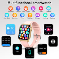 1 x RAW Customer Returns Donerton Smartwatch Women with Telephone Function Message Reminder, 1.85 Smart Watch, 112 Sports Modes IP68 Waterproof Sports Watch, Fitness Watch with Heart Rate Sleep Monitor Pedometer for Android iOS Gold Pink - RRP €39.99