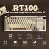 1 x RAW Customer Returns EPOMAKER RT100 Mechanical Keyboard Gasket with Customizable Display, Bluetooth 2.4G USB, Rotary Switch, Hot Swap, 5000mAh Battery, RGB for Win Mac Gaming Retro White US QWERTY , Sea Salt Silent Switch  - RRP €141.99