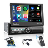 1 x RAW Customer Returns Hikity Car Radio 1 DIN Carplay Android Auto with 7 Automatic Retractable Touch Screen Bluetooth Car Radio Hands-Free Mirror Link FM AUX TF USB SWC Microphone Rear View Camera - RRP €124.99