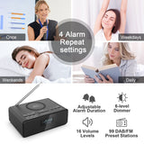 1 x RAW Customer Returns REACHER Digital DAB FM Radio Alarm Clock with Wireless Charging - Customizable Dual Alarms, USB Port, Dimmer, 3 Alarm Tones, Adjustable Volume, Snooze, 12 24H, Sleep Timer for Bedroom - RRP €36.29