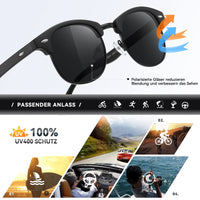 1 x RAW Customer Returns Occhsouo Unisex Polarized Half Frame Sunglasses Men Women Classic Retro UV400 Protection Rectangular Sunglasses Metal Frame Outdoor Leisure Driving Travel Protection, 1 Black Black Frame - RRP €58.8