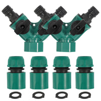 10 x Brand New Garden hose water distributor, 2-way valve with shut-off valve garden hose splitter set with 4 quick connectors, 4 washers connector garden hose for 3 4 inch connector - RRP €110.9