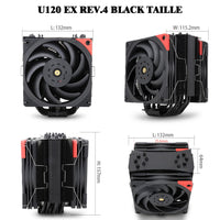 1 x RAW Customer Returns Thermalright U120EX REV. 4 BLACK CPU air cooler, 6 heatpipes, TL-B12 EXTREME PWM fan CPU cooler with 2150RPM high speed, for AMD AM4 AM5 Intel 17XX 115X 1200 2066, LGA 1700 PC, cooler - RRP €34.31