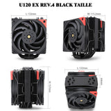 1 x RAW Customer Returns Thermalright U120EX REV. 4 BLACK CPU air cooler, 6 heatpipes, TL-B12 EXTREME PWM fan CPU cooler with 2150RPM high speed, for AMD AM4 AM5 Intel 17XX 115X 1200 2066, LGA 1700 PC, cooler - RRP €34.31