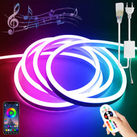 1 x RAW Customer Returns BRIMETI RGB Neon LED Strip, 10M 220V Waterproof IP65 Flexible Tube, APP Controlled, with Remote Control, for Bedroom, Bar, Game Room, Birthday, Christmas Party Indoor and Outdoor - RRP €68.84