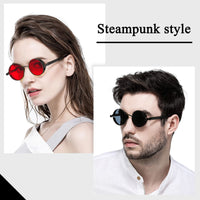 2 x RAW Customer Returns besbomig Classic Retro Sunglasses Polarized Unisex Steampunk Glasses - Steampunk Round Sunglasses Metal Frame UV400 Protection Sunglasses Women Men Goggle Rave Glasses - RRP €29.18