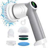 1 x RAW Customer Returns Electric cleaning brush, spin scrubber for bathroom and joints, cleaning brush for household with 6 brush heads, 2 modes perfect for deep cleaning of tiles, kitchen, grill, glass and tires - LED display - RRP €42.99