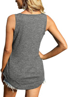 1 x RAW Customer Returns Famulily Women s Summer T-Shirt Sleeveless Tops Blouse Loose Shirt Tank Top Vest Tops, Grey, S - RRP €20.16