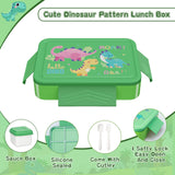 1 x RAW Customer Returns SWOMTEE lunch box for children with compartments, 1330 ml lunch box for children with dinosaur pattern, bento box lunch box for children, 100 BPA free, leak-proof lunch box green  - RRP €14.99