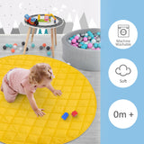 1 x Brand New Crawling blanket for baby, play blanket baby 140 cm round quilted mat, thick 1.5 cm cotton play mat children baby soft crawling mat for crawling and playing - yellow - RRP €34.68