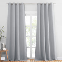 1 x RAW Customer Returns PONY DANCE Blackout Curtains with Eyelets Gray Opaque Curtains 2 Pieces Thermal Insulated Curtains Cold and Heat Curtains for Living Room Bedroom Dining Room, 140x245 CM, Light Gray - RRP €35.78