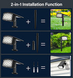 1 x RAW Customer Returns ElectriBrite Solar Light Garden, 34 LED Solar Lamps for Outdoor Garden, Solar Spotlight Garden with 3 Light Modes and 4 Brightness Levels, IP67 Waterproof, Solar Lights for Garden, Shrubs 2 Pieces  - RRP €20.16