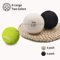 1 x RAW Customer Returns Daily Treasures 12Pcs Organic Wool Washing Balls with 2pcs Pet Hair Remover, Natural Wool Dryer Balls for Sensitive Skin, Reduce Wrinkles, White and Black  - RRP €20.16