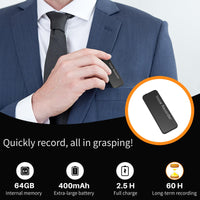 1 x RAW Customer Returns Vivaniir 60H Digital Voice Recorder, 64GB Voice Activated Recorder with One-Touch Recording, Dictaphone for Meeting Lecture Interview - RRP €43.99