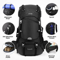 1 x RAW Customer Returns HOMIEE Hiking Backpack 50L Multifunctional Waterproof Hiking Backpacks Unisex Walking Backpacks Suitable for Hiking, Skiing, Camping, Travel, Outdoor Sports - RRP €62.99