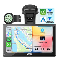 1 x RAW Customer Returns ATOTO P5 Portable Car Stereo 7-inch QLED Anti-Glare Touchscreen, Wireless CarPlay Android Auto, Auto Dimming, PhoneLink, Bluetooth, AUX FM Output, 4 Audio Outputs, GPS Navi, P507SD-S01 - RRP €169.9