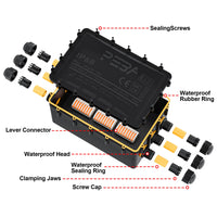 1 x RAW Customer Returns PEBA Junction box waterproof IP68, large distribution box surface-mounted 295x165x115 mm, M25 cable gland 4mm - 14mm, cable distributor waterproof, outdoor garden underground cable junction box black 6 ways - RRP €33.99