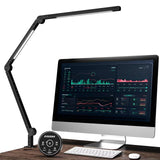 1 x RAW Customer Returns Eyocean LED desk lamp, swivel arm architect lamp work light, touch control office table lamp, stepless dimming adjustable color temperatures, eye protection, 10W clamp light, matt black - RRP €50.41