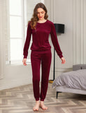 1 x RAW Customer Returns Wayleb Women s Pajamas Long Velor Jogging Suit Autumn Winter Warm Two-Piece Pajama Set Leisure Suit Flannel Tracksuit Partner Pajamas Set of 2 - RRP €33.96