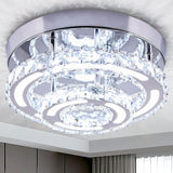 1 x RAW Customer Returns CXGLEAMING Modern Ceiling Lamp LED Crystal Ceiling Light Round Crystal Chandelier Flush-Mounted Pendant Light for Living Room Bedroom Dining Room Bathroom Kitchen Cool White  - RRP €50.41