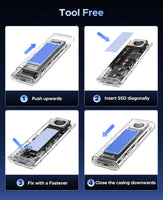 1 x RAW Customer Returns ORICO M.2 NVMe SSD Case 40Gbps, M2 NVMe USB SSD Adapter with Built-in Fan, External Enclosure for M-Key SSD 2230 2242 2260 2280, Thunderbolt 3 4 Compatible USB 3.2 3.1 3.0, TCM2-U4-BL - RRP €87.26