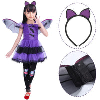 1 x RAW Customer Returns Formemory Bat Costume for Girls 3 Pieces Halloween Costume with Headwear Bat Wings Girls Dress 140, Purple  - RRP €19.2