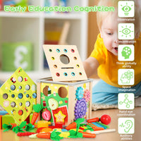 6 x Brand New Exsivemy Montessori toys for ages 1 and up, wooden toys 9-in-1 motor skills toys children s toys for babies 1 2 3 4 year old boys and girls, educational toys for toddlers, sorting toys - RRP €130.62