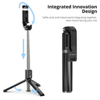 1 x RAW Customer Returns ATUMTEK Selfie Stick Tripod, Extendable Bluetooth Selfie Stick with 100CM TikTok Selfie Stick for iPhone 12 11 11 Pro X XS 8 7 Plus, Samsung Galaxy S10, Huawei and other 4.7 to 6.5 inch smartphones - RRP €18.99