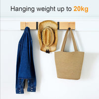 1 x Brand New Anjuer Wall Hanger with 5 Retractable Hooks, 20kg, Bamboo Board, Black Hooks - RRP €34.7