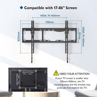 1 x RAW Customer Returns BONTEC TV wall mount for 37-86 inch LED LCD OLED Plasma flat curved TVs, tiltable TV mount for TVs up to 75 kg, max. VESA 600x400mm, spirit level and cable ties included - RRP €26.99