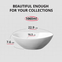 1 x RAW Customer Returns LIFVER Salad Bowl Set Porcelain 1060ml, Cereal Bowl Large, Soup Bowl Ceramic, Serving Bowl for Salad, Side Dishes, Soup, Dessert, Set of 4, White - RRP €46.18