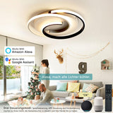 1 x RAW Customer Returns Smart Ceiling Lamp LED 32W Black Living Room Lamp Alexa Google Home Dimmable with Remote Control Modern Round Design Bedroom Lamp Dining Table Lamp Office Lamp Hallway Lamp - RRP €109.99