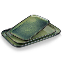 1 x RAW Customer Returns vancasso serving plates, STERN serving plates set of 3, stoneware tableware plate set is dishwasher and microwave safe, dinner plates, cake plates, dessert plates, breakfast plates, green - RRP €38.99