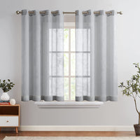 3 x Brand New TOPICK Curtains Sheer Curtains with Drawstring Transparent Voile Curtain Gauze Pair of Scarves Window Scarf Curtain Hanging Bedroom Living Room 160 cm x 140 cm H x W Set of 2 Grey - RRP €64.8