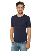 1 x RAW Customer Returns DANISH ENDURANCE Merino Wool T-Shirt Men, Premium Merino Wool Undershirt, Short Sleeve, Breathable Warm, Navy Blue M - RRP €53.95