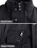 1 x RAW Customer Returns TACVASEN Men s Winter Military Jacket Casual Fleece Lining Warm Stand Collar, Black - RRP €76.98