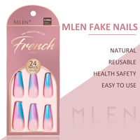 22 x Brand New Mlen 24 Pieces False Nails Press on Tips Full Cover Fake Nails Long Ballerina Artificial Nails Comfortable for Women and Girls Party and Home DIY Mermaid - RRP €396.0