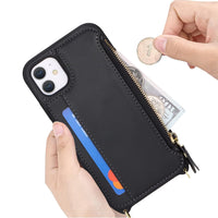 1 x RAW Customer Returns SailorTech iPhone 11 Case Leather Wallet with Card Slot, Adjustable Necklace Cell Phone Cover with Credit Card Slot - Black - RRP €20.4