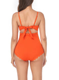 1 x RAW Customer Returns EastElegant One Piece Maternity Swimsuit Open Back Maternity Bikini Wavy Pregnant Women Orange Sunset Chevron Large - RRP €79.0