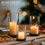 1 x RAW Customer Returns Romadedi lantern glass candle holder candle holder set of 3 lanterns for table decoration dining table pillar candles candle glass large glass cylinder for candles outdoor wedding living room decoration - RRP €18.99