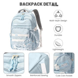 1 x RAW Customer Returns Amythe School Backpack for Girls Teenagers, Waterproof Daypack, Lightweight School Bag for Girls with Large Capacity, Fashionable Backpack for School or Travel - Blue - RRP €40.33