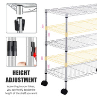 1 x RAW Customer Returns Actask 3-Tier Storage Shelf on Wheels, Adjustable Storage Shelf with and Leveling Feet for Kitchen Garage Living Room Bedroom - Maximum Weight 204KG, Chrome - RRP €58.99